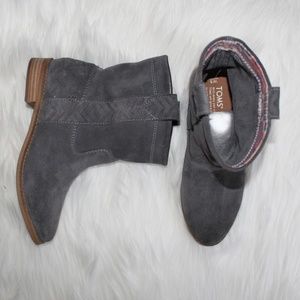 Toms Grey Suede Low Heel Women's Bootie size 5